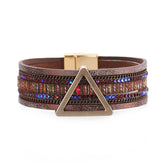 Brown Polystyrene & Cubic Zirconia Triangle Layered Bracelet