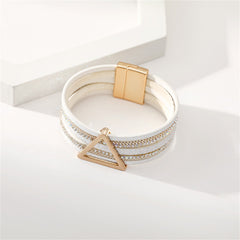 White Polystyrene & Cubic Zirconia Triangle Layered Bracelet
