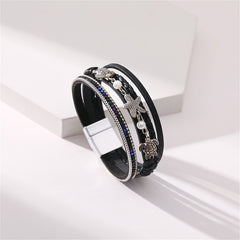 Black Polystyrene & Pearl Turtle Starfish Layered Bracelet