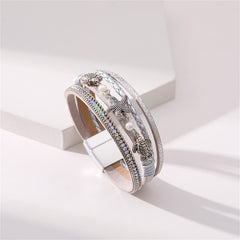 Polystyrene & Pearl Silver-Plated Turtle Starfish Layered Bracelet