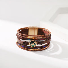 Brown Polystyrene & Cubic Zirconia 18K Gold-Plated Embellished Layered Bracelet