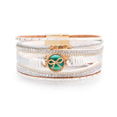 White Polystyrene & Resin 18K Gold-Plated Bow Multi-Strand Magnetic Bracelet