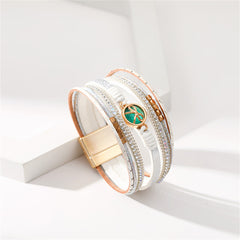 White Polystyrene & Resin 18K Gold-Plated Bow Multi-Strand Magnetic Bracelet