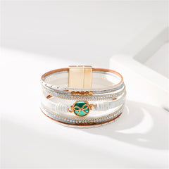 White Polystyrene & Resin 18K Gold-Plated Bow Multi-Strand Magnetic Bracelet