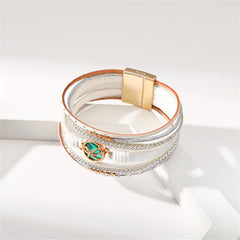 White Polystyrene & Resin 18K Gold-Plated Bow Multi-Strand Magnetic Bracelet