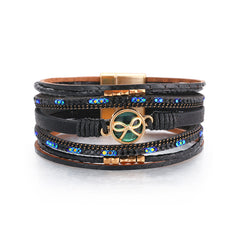 Cubic Zirconia & Black Polystyrene 18K Gold-Plated Multi-Strand Bracelet