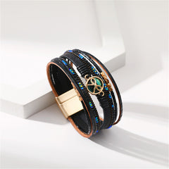 Cubic Zirconia & Black Polystyrene 18K Gold-Plated Multi-Strand Bracelet