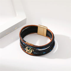 Cubic Zirconia & Black Polystyrene 18K Gold-Plated Multi-Strand Bracelet