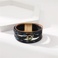 Cubic Zirconia & Black Polystyrene 18K Gold-Plated Multi-Strand Bracelet