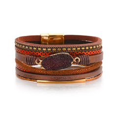 Brown Polystyrene & Resin 18K Gold-Plated Multi-Strand Bracelet