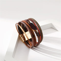 Brown Polystyrene & Resin 18K Gold-Plated Multi-Strand Bracelet