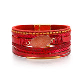 Red Polystyrene & Resin 18K Gold-Plated Druzy Stacked Bracelet