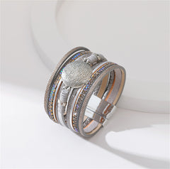 Cubic Zirconia & Brown Multi-Strand Bracelet