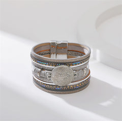 Cubic Zirconia & Brown Multi-Strand Bracelet