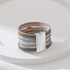 Cubic Zirconia & Brown Multi-Strand Bracelet