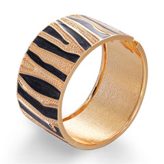 Black Enamel & 18K Gold-Plated Branch Bangle