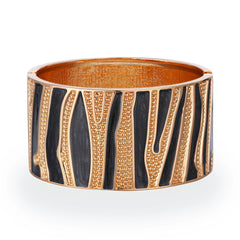 Black Enamel & 18K Gold-Plated Branch Bangle