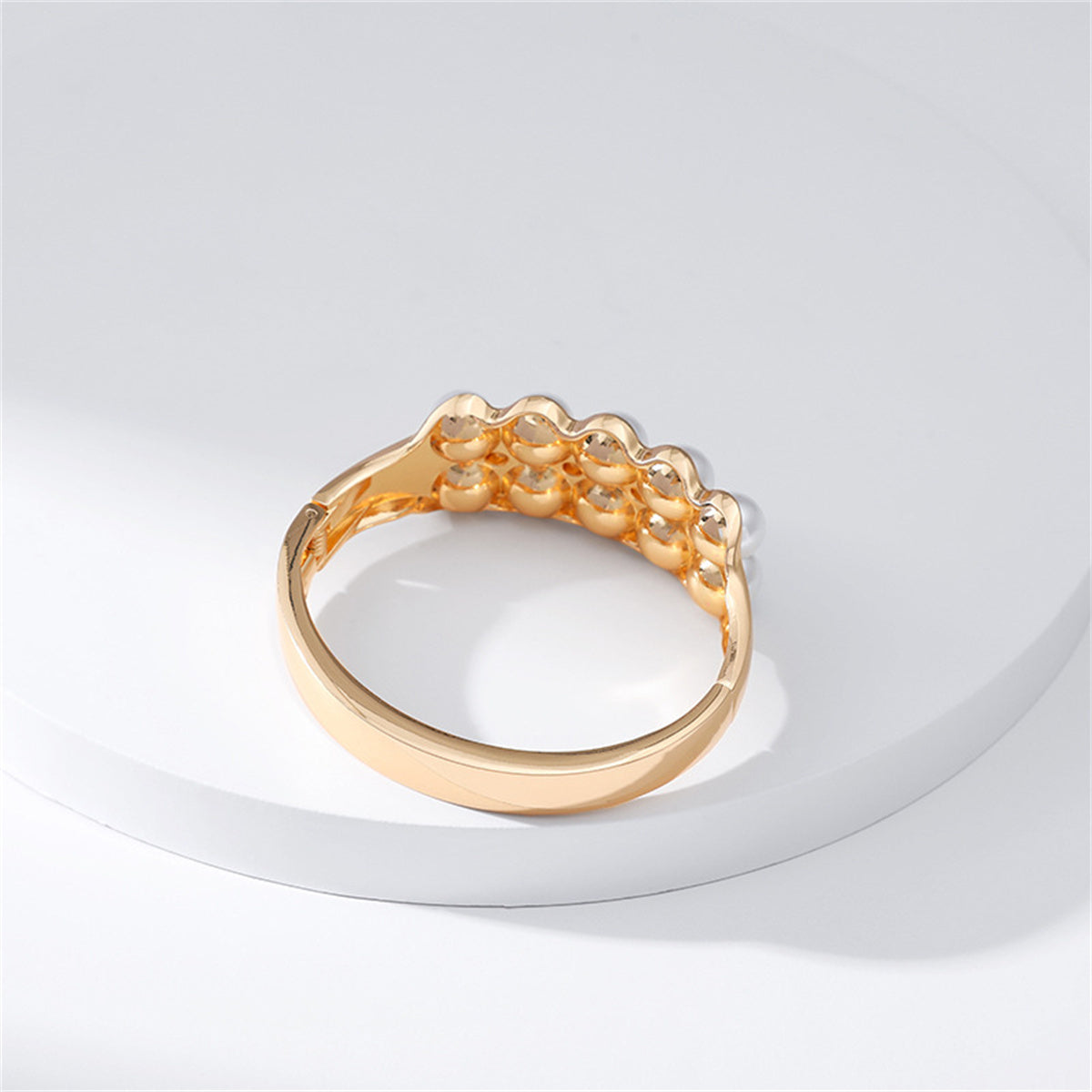 Pearl and Cubic Zirconia 18K Gold-Plated Bangle, gold bangle bracelet, vintage-inspired design, lifestyle look