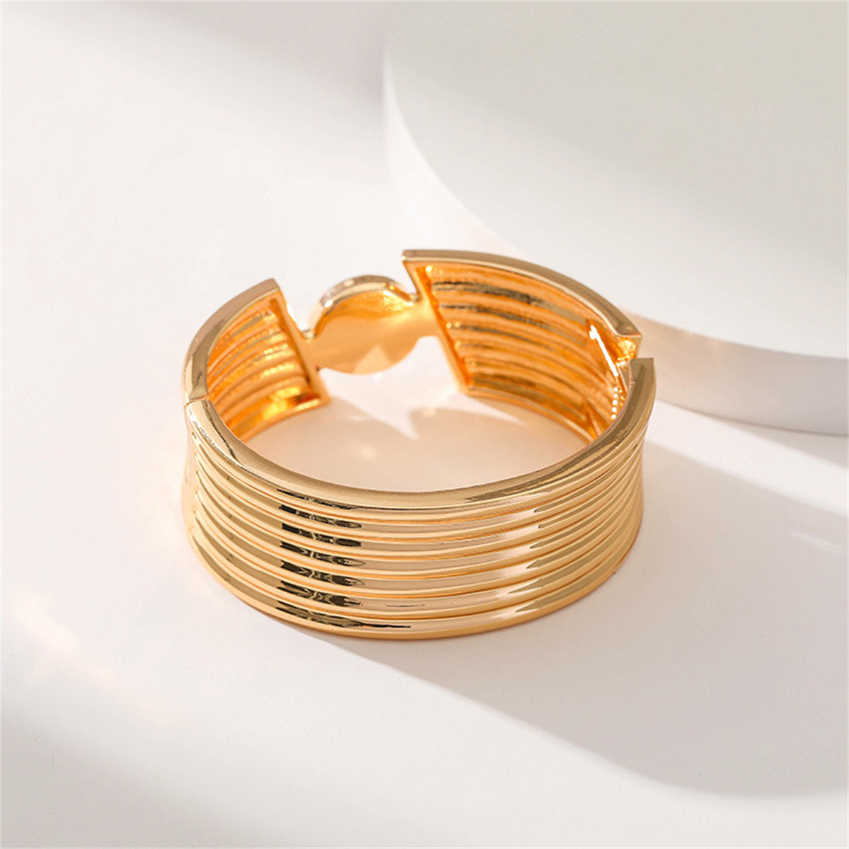 Crystal and 18K Gold-Plated Cut Bangle, gold bangle bracelet, dainty minimalist design, styled look