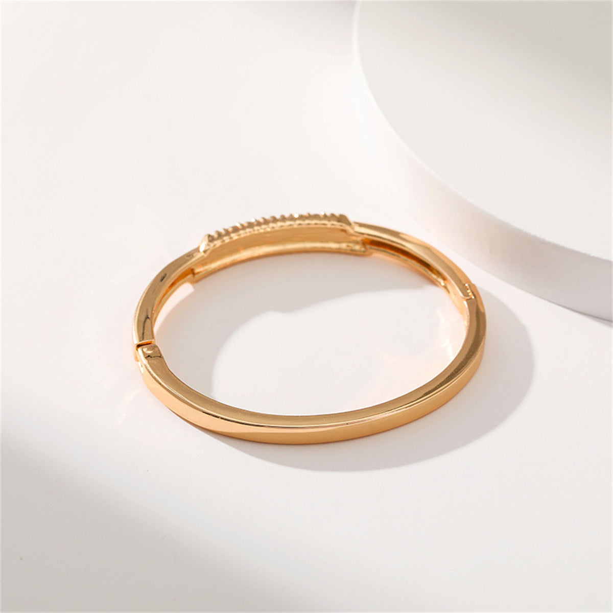 Cubic Zirconia and 18K Gold-Plated Mountain Range Bangle, gold bangle bracelet, botanical inspired, styled look
