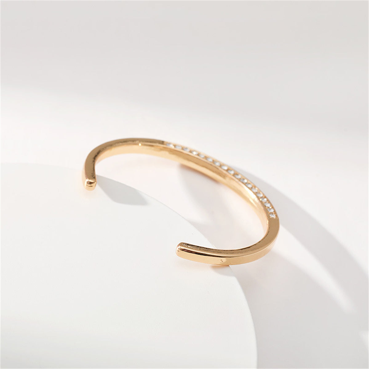 Cubic Zirconia and 18K Gold-Plated Cuff, gold bracelet for women, vintage-inspired design, styled look
