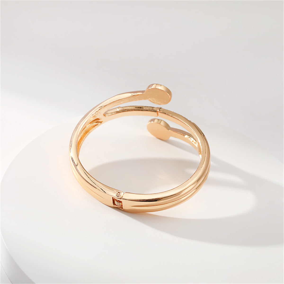 Clear Cubic Zirconia and 18K Gold-Plated Rattan Hinged Bypass Bangle, gold bangle bracelet, styled look