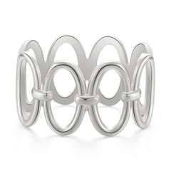 Silver-Plated Oval Station Bangle