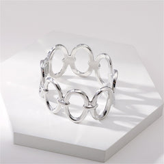 Silver-Plated Oval Station Bangle