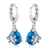 Blue Crystal & Cubic Zirconia Butterfly Teardrop Earrings