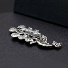 Abalone Shell & Cubic Zirconia Silver-Plated Peacock Brooch