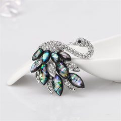 Abalone Shell & Cubic Zirconia Silver-Plated Swan Brooch
