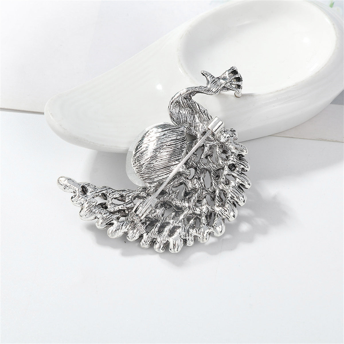 Crystal and Cubic Zirconia Peacock Brooch, brooch pin, vintage-inspired design, styled look