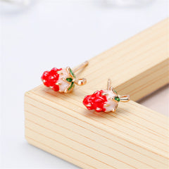 Red Enamel & 18K Gold-Plated Strawberry Stud Earrings