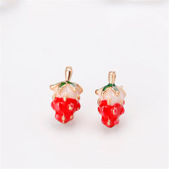 Red Enamel & 18K Gold-Plated Strawberry Stud Earrings