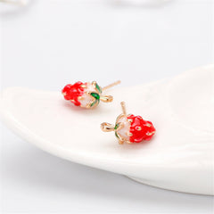 Red Enamel & 18K Gold-Plated Strawberry Stud Earrings