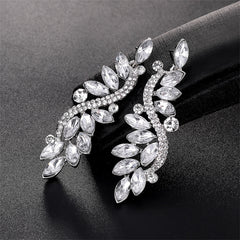 Clear Crystal & Cubic Zirconia Abstract Rattan Drop Earrings