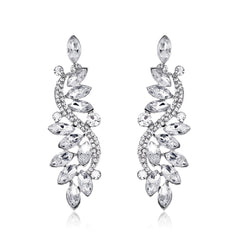 Clear Crystal & Cubic Zirconia Abstract Rattan Drop Earrings