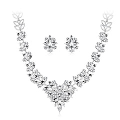 Crystal & Silver-Plated Pear-Cut Pendant Necklace & Drop Earrings
