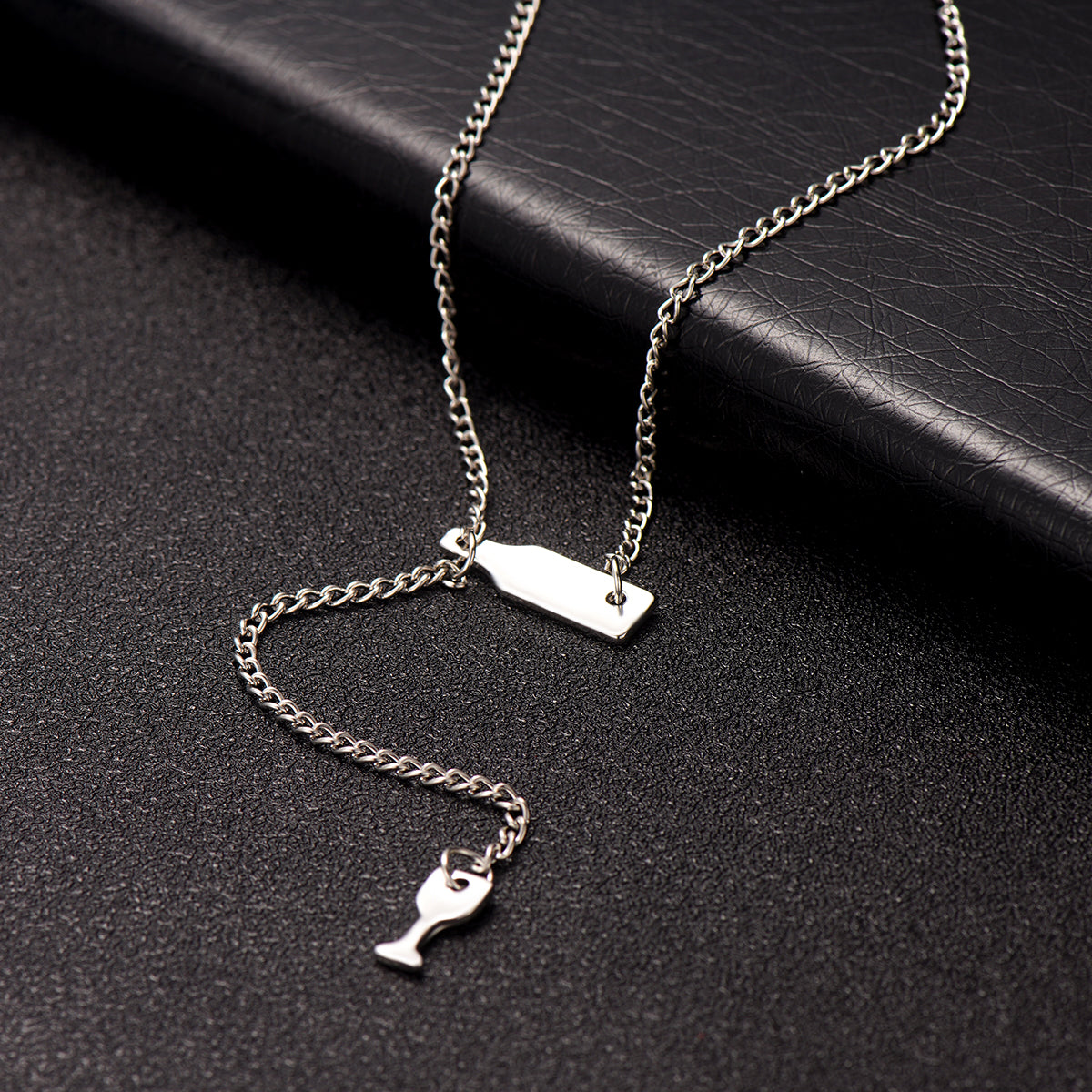 Silver-Plated Wine Lariat Necklace, silver pendant necklace for women, elegant gift for her, styled look