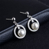 Pearl & Cubic Zirconia Openwork Ring Drop Earrings