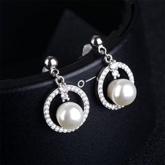 Pearl & Cubic Zirconia Openwork Ring Drop Earrings