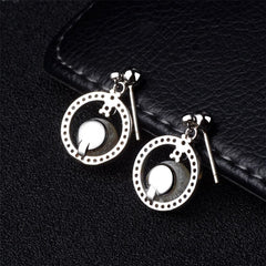 Pearl & Cubic Zirconia Openwork Ring Drop Earrings