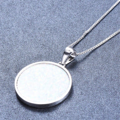 Opal & Cubic Zirconia Round Lotus Pendant Necklace