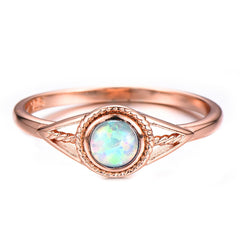 Opal & 18K Rose Gold-Plated Openwork Eye Ring