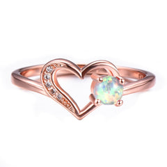 Opal & Cubic Zirconia Open-Heart Ring