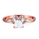 Opal & Cubic Zirconia Paw Print Ring