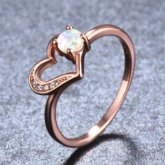 Opal & Cubic Zirconia Open-Heart Ring
