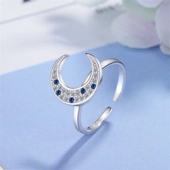 cubic zirconia & Silver-Plated Crescent Moon Ring - streetregion