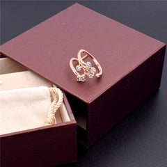 cubic zirconia & 18k Rose Gold-Plated Flower & Butterfly Ring - streetregion