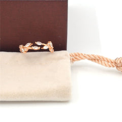 Cubic Zirconia & 18K Rose Gold-Plated Rattan Adjustable Ring